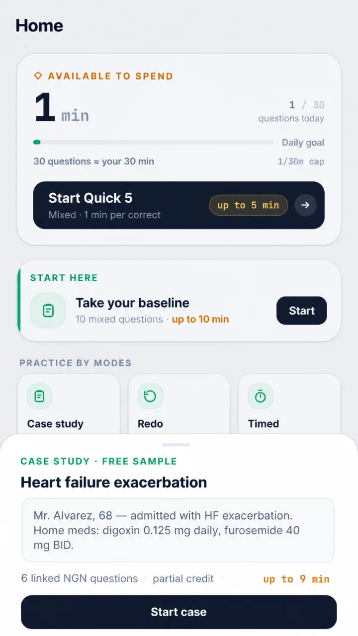 NurseLock clinical case study screen