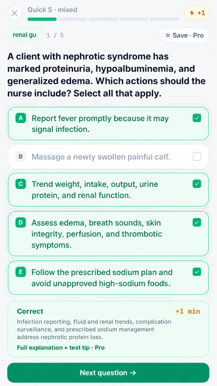 NurseLock answer rationale screen